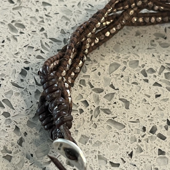 Chan lu Brown leather Silver beads Braided Bracelet - Picture 5 of 7